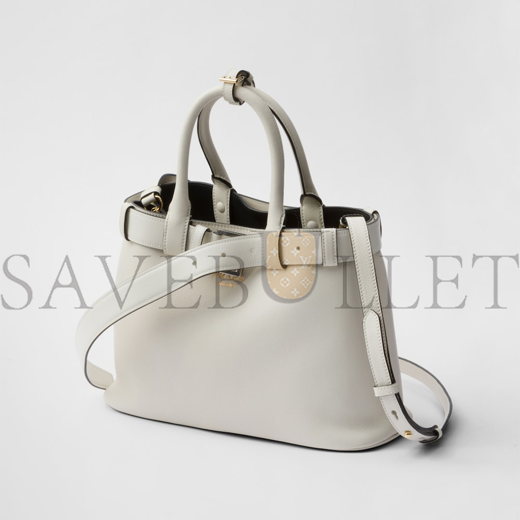 Pra*a buckle medium leather handbag with belt 1ba434 (32*23*11cm)